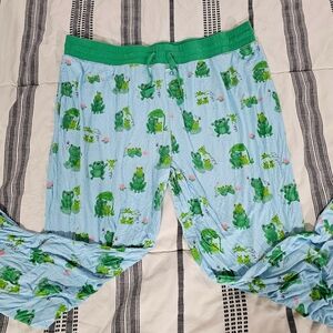 Little Sleepies Blue Pajama Bottoms with Green Frog Print